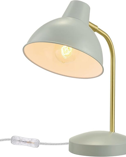 Globe Electric 30289 15" Desk Lamp, Matte Sage Green, Matte Gold Arm, Pivoting Shade, in-Line On/Off Rocker Switch, Home Décor, Lamp for Bedroom, Home Office Accessories, Desk Lamps for Home Office - LeafyLoom