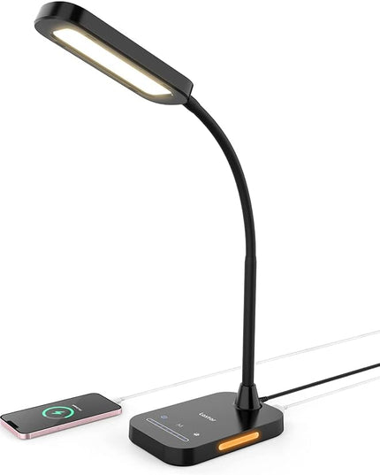 LASTAR LED Desk Lamp, 12W Flexible Gooseneck Table Lamp, Office Desk Light with Night Light, USB Port, Touch Control, 5 Color Temperatures & 7 Brightness Levels, Memory Function for Home Office - LeafyLoom