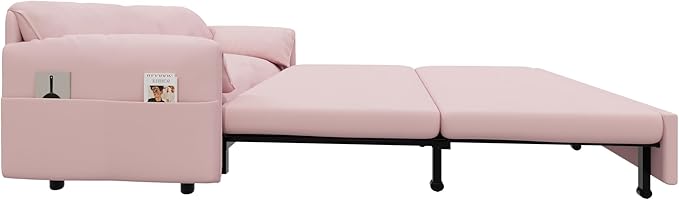 Oversized 3 in 1 Loveseat Sleeper Sofa Bed,Queen Size Love Seats W/Pull Out Couch and Padded Armrests Convertible Spacious Sofabed with Side Storage Pocket for Home Office Apartment Living Room - LeafyLoom