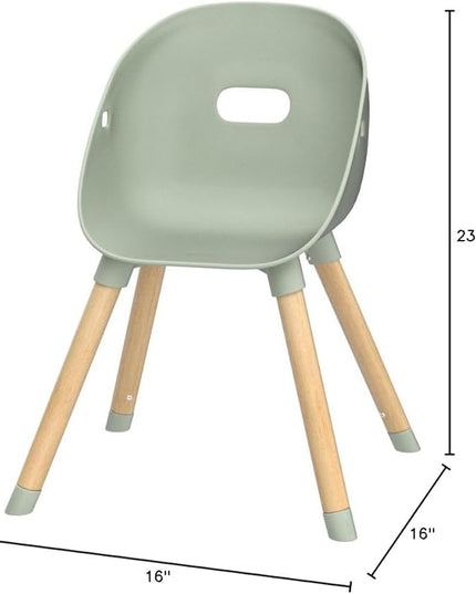 Lalo The Play Chair, Wooden and Non-Toxic Plastic Kids and Toddler Chair - Sturdy Bucket Seat and Easy to Clean Kids Chair with up to 200 lb. Weight Capacity, Set of 2 - Sage - LeafyLoom