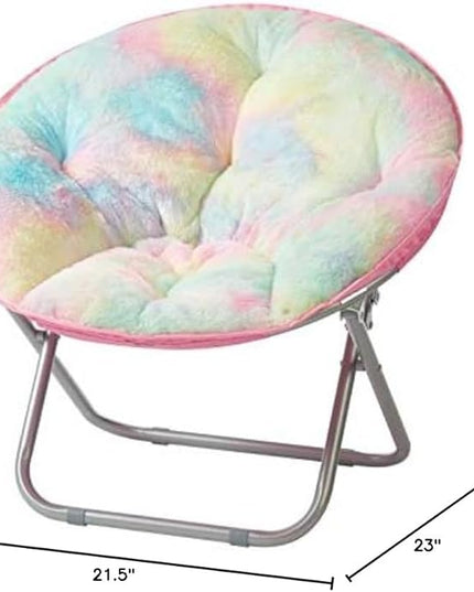 Heritage Kids Sorbet Dreams Rainbow Fur Saucer Chair, 23" Kids, Multi - LeafyLoom