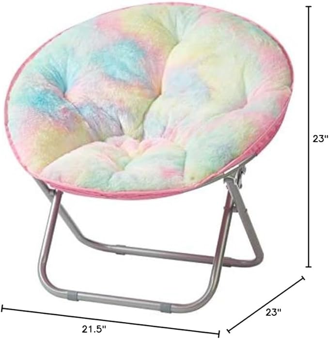 Heritage Kids Sorbet Dreams Rainbow Fur Saucer Chair, 23" Kids, Multi - LeafyLoom