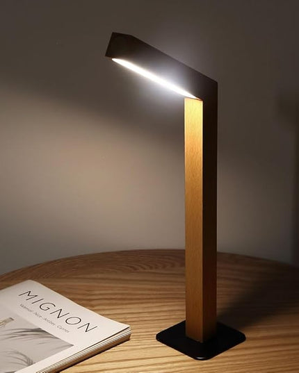 LANDGOO LED Desk Lamp for Home Office,Desk Light Touch Control Foldable Dimmable Lamp Wall Lamp Wooden Night Light (Sapele Wood) - LeafyLoom