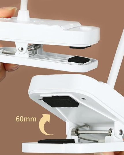Reading book light,Led desk lamp,White,Desk lamp with USB charging port,Standing, clip-on,Battery and USB dual-use,360° rotating hose,Eye-care desk light,Small and cute desk lamp,Clip on Office lamp - LeafyLoom