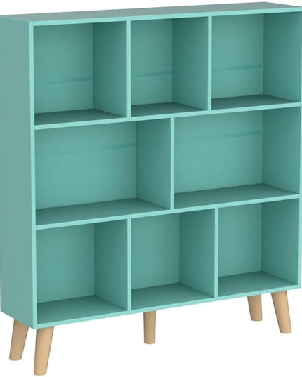 LEYAOYAO 8 Cube Bookshelf 3-Tier Bookcase with Legs, Mint-Green Kids Book Shelf Cute Storage Organizer, Large Open Toy Shelves Modern Bookshelves,Display Bookcases for Bedroom,Living Room,Nursery - LeafyLoom