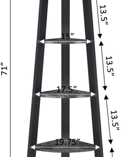 Convenience Concepts Newport 5-Tier Corner Bookshelf, Black Faux Marble/Black - LeafyLoom