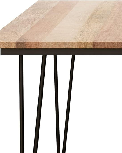 SIMPLIHOME Hunter SOLID MANGO WOOD and Metal 54 Inch Square Industrial Dining Table in Natural, For the Dining Room - LeafyLoom