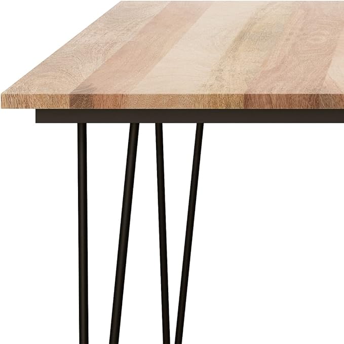 SIMPLIHOME Hunter SOLID MANGO WOOD and Metal 54 Inch Square Industrial Dining Table in Natural, For the Dining Room - LeafyLoom
