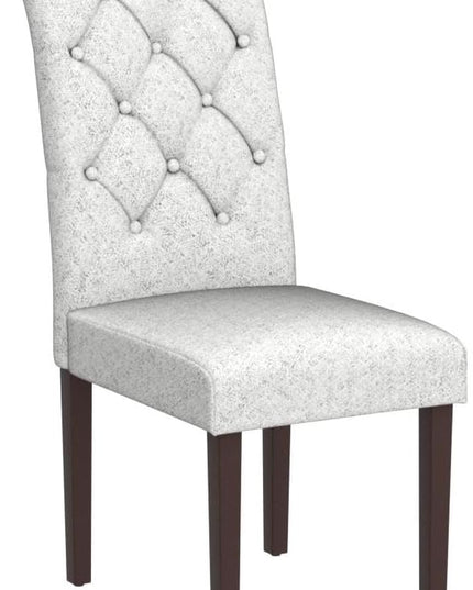 COLAMY Button Tufted Dining Chairs Set of 2, Parsons Upholstered Fabric Dining Room Chairs Kitchen Chairs with Wood Legs and Padded Seat, Ripple - LeafyLoom