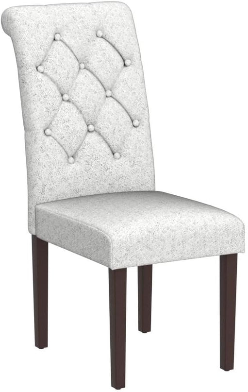 COLAMY Button Tufted Dining Chairs Set of 2, Parsons Upholstered Fabric Dining Room Chairs Kitchen Chairs with Wood Legs and Padded Seat, Ripple - LeafyLoom