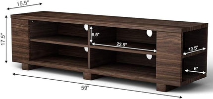 Wood TV Television Stands, Large, Walnut - LeafyLoom