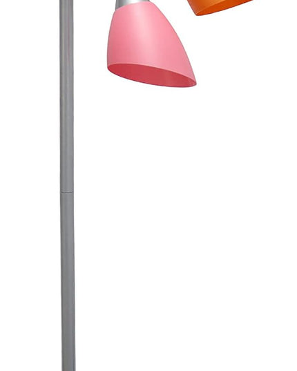 Simple Designs LF2006-SLM 67" Contemporary Multi Head Medusa 5 Light Adjustable Gooseneck Silver Floor Lamp with Fun Light Multicolored Shades for Kids Bedroom Playroom Living Room Office - LeafyLoom