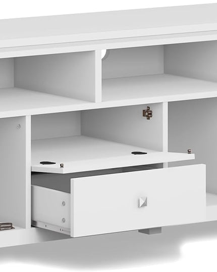SIMPLIHOME Cosmopolitan SOLID WOOD Wide Contemporary Media Stand for TVs up to 80 inches for The Living Room and Entertainment Center, 72 inch, White - LeafyLoom