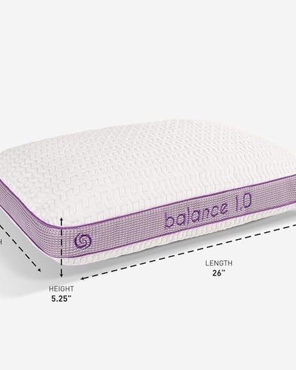 Bedgear Balance Performance Pillow - Size 1.0 - Moisture Wicking Bed Pillows for All Sleep Positions - Medium Firmness - Washable Cover - Back, Stomach, Side Sleeper Pillow - 20" W x 26" L x 5.25" H - LeafyLoom