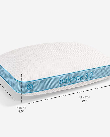 Bedgear Balance Performance Pillow - Size 3.0 - Moisture Wicking Bed Pillows for All Sleep Positions - Medium-Firm - Washable Cover - Back, Stomach, and Side Sleeper Pillow - 20" W x 26" L x 6.5" H - LeafyLoom