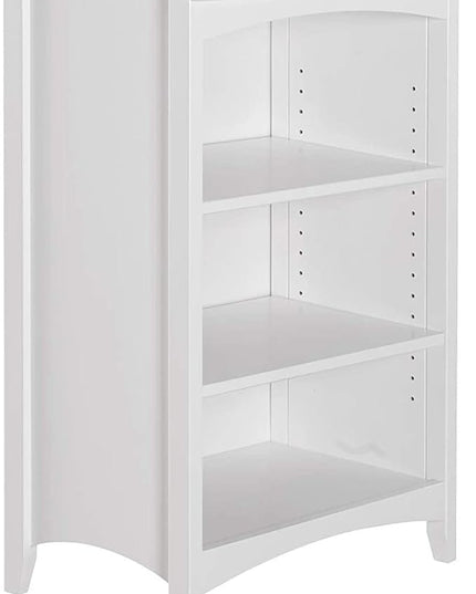 Shaker Style 3 Shelf Bookcase / Solid Wood / 36" High / Adjustable Shelving / Closed Back / Display Bookshelf for Living Room, Bedroom, Home and Office, White - LeafyLoom