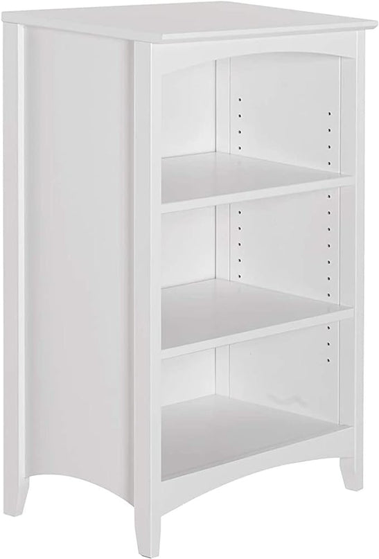 Shaker Style 3 Shelf Bookcase / Solid Wood / 36" High / Adjustable Shelving / Closed Back / Display Bookshelf for Living Room, Bedroom, Home and Office, White - LeafyLoom
