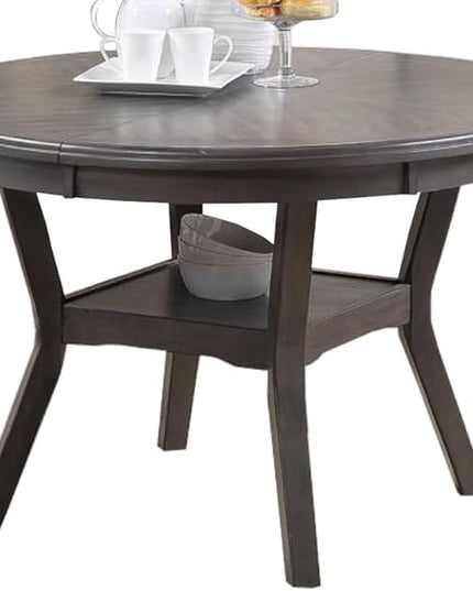 NicBex 47Inch Round Dining Table,Mid-Century Modern Kitchen Table with Walnut Rubber Wood MDF Tabletop and Shelve for 4 to 6,Dining Room Table for Kitchen,Dining Room and Living Room,Space-Saving,Gray - LeafyLoom