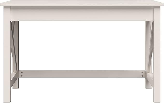 Lavish Home Writing Desk - Work Desk with X-Pattern Legs - for Office, Bedroom, Computer, or Craft Table - Home Office Desks (White) - LeafyLoom