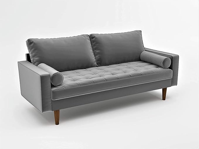 Womble Velvet Upholstered Living Room Diamond Tufted Chesterfield Sofa with Gleaming Nailheads, Grey - LeafyLoom
