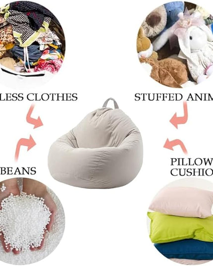 Stuffed Animal Storage Bean Bag Chair Cover (No Filler) Washable Ultra Soft Corduroy Bean Bag Cover for Organizing Plush Toys, Bean Bag for Adults - LeafyLoom