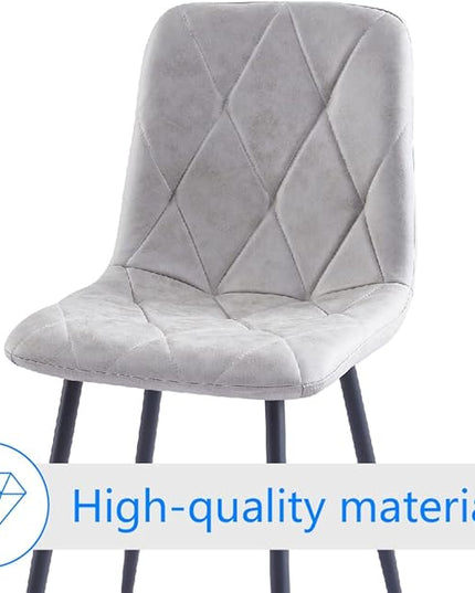 4 Set of Dining Chairs, Metal Frame Dining Chair for Kitchen Room,Technology Cloth Seat Chair for Living Room, Bedroom(Grey) - LeafyLoom