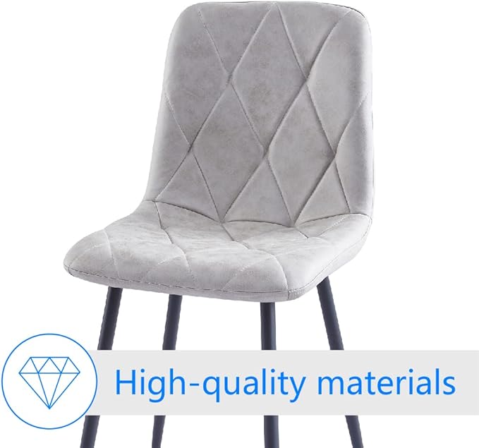 4 Set of Dining Chairs, Metal Frame Dining Chair for Kitchen Room,Technology Cloth Seat Chair for Living Room, Bedroom(Grey) - LeafyLoom