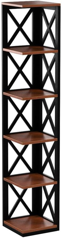Convenience Concepts Oxford 5 Tier Corner Bookcase, Cherry / Black - LeafyLoom