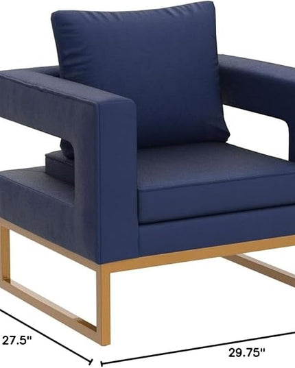 Roundhill Furniture Lenola Upholstered Accent Arm Chair, Blue 29.75D x 27.5W x 34.5H Inch - LeafyLoom