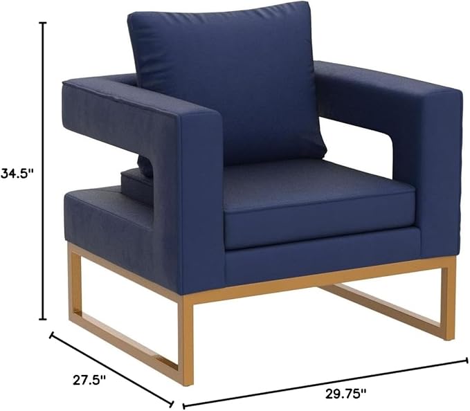Roundhill Furniture Lenola Upholstered Accent Arm Chair, Blue 29.75D x 27.5W x 34.5H Inch - LeafyLoom