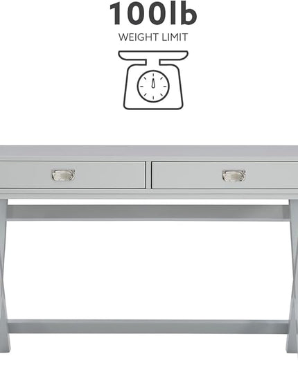 Linon Grey 2-Drawer Writing Jaycee Desk - LeafyLoom