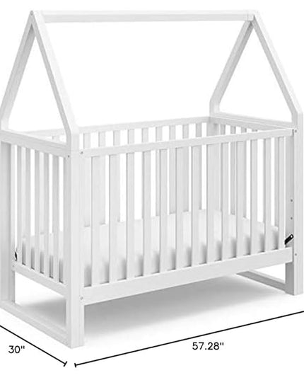 Storkcraft Orchard 5-in-1 Convertible Crib (White) – GREENGUARD Gold Certified, Canopy Style Baby Crib, Converts from Crib to Toddler Bed, Daybed and Full-Size Bed, Fits Standard Crib Mattress - LeafyLoom