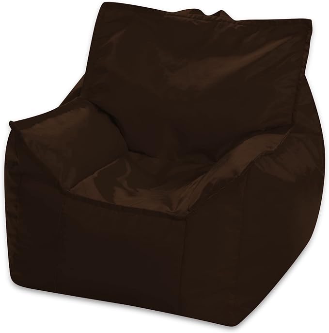 Posh Creations Structured Comfy Bean Bag Chair for Gaming, Reading, and Watching TV, Newport Chair, Microsuede - Chocolate - LeafyLoom