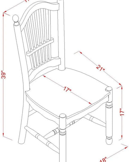 East West Furniture DOC-LWH-W Dover Dining Room Chairs - Slat Back Wooden Seat Chairs, Set of 2, Linen White - LeafyLoom