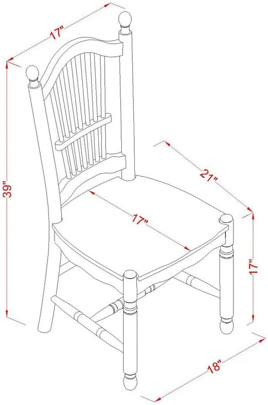 East West Furniture DOC-LWH-W Dover Dining Room Chairs - Slat Back Wooden Seat Chairs, Set of 2, Linen White - LeafyLoom