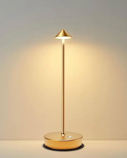 Rechargeable Cordless Table Lamp, 6000mAh LED Battery Operated Desk Lamp Touch 3 Color Stepless Dimming Portable Outdoor Waterproof Table Light for Patio/Restaurant/Dining/Home (Gold) - LeafyLoom