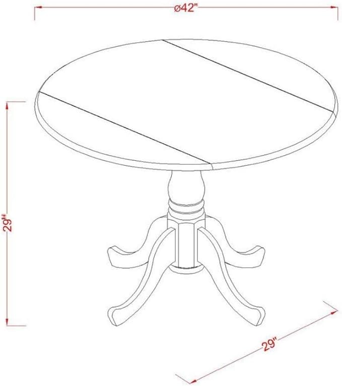 East West Furniture DLAV5-SBR-C 5 Piece Dinette Set for 4 Includes a Round Dining Table with Dropleaf and 4 Linen Fabric Dining Room Chairs, 42x42 Inch, Saddle Brown - LeafyLoom