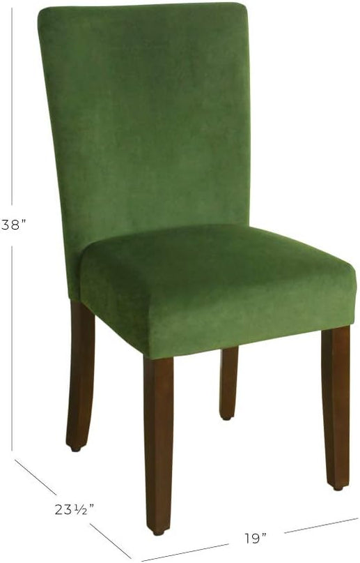 HomePop Parsons Classic Upholstered Accent Dining Chair, Set of 2, Dark Green Velvet - LeafyLoom