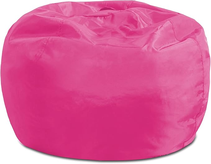 Posh Creations Structured Comfy Seat for Playrooms and Bedrooms, Large Bean Bag Chair, 100in Round Classic Bean Bag, Pink - LeafyLoom
