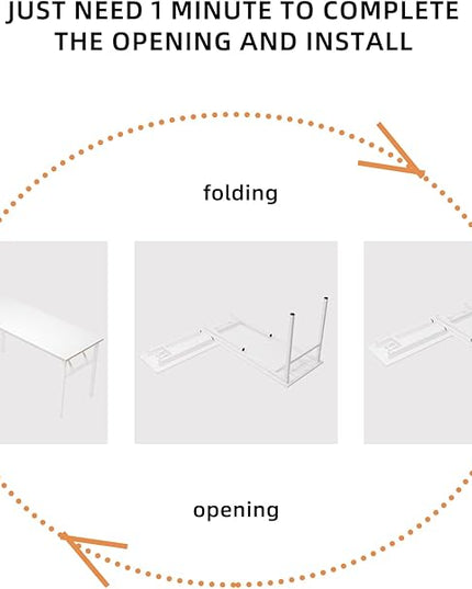 DlandHome Reversible L-Shaped Desk Large Corner Desk Folding Table Computer Desk Home Office Table Computer Workstation, White DND-ND11-WW - LeafyLoom