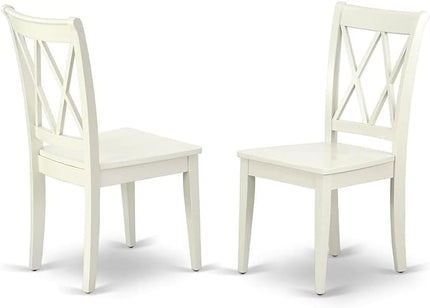 East West Furniture Dining CLC-LWH-W Clarksville Double X-Back Formal Chairs in Linen White Finish (Set of 2) - LeafyLoom