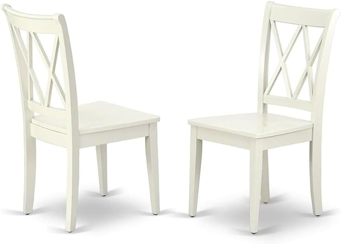 East West Furniture Dining CLC-LWH-W Clarksville Double X-Back Formal Chairs in Linen White Finish (Set of 2) - LeafyLoom