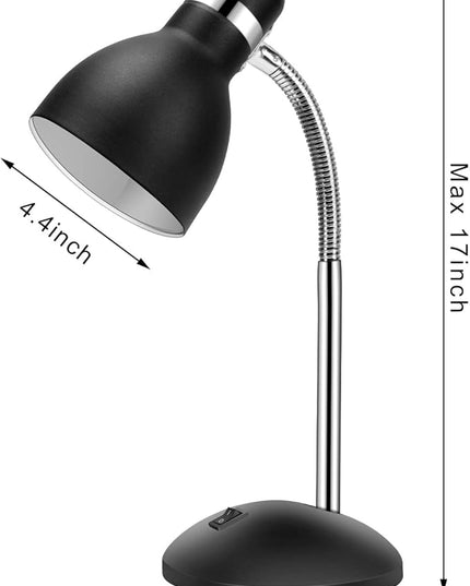 Table Lamp, Small Desk Lamp with Flexible Gooseneck, Adjustable Study Lamp with ON/Off Switch, Nightstand Lamp for Dorm Room, Bedroom, Classroom, College - LeafyLoom