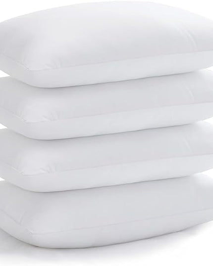 Fluffy Soft Bed Pillows Standard Size Set of 4 Pack for Sleeping 20x26inches Stomach Back Sleeper, Pillow Hypoallergenic Skin Friendly Machine Washable - LeafyLoom