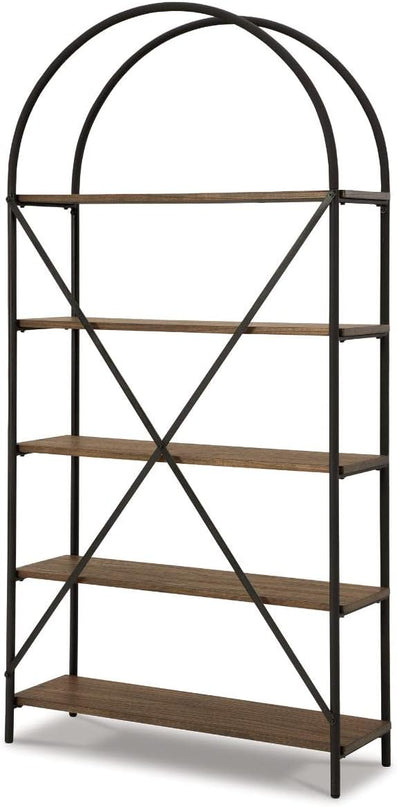 Signature Design by Ashley Galtbury Mixed Media Modern 5 Shelf Bookcase, Brown & Black - LeafyLoom