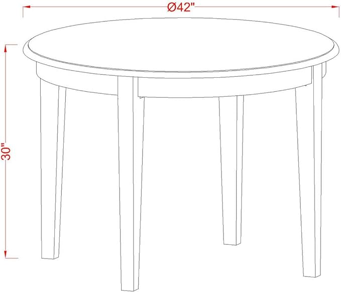 East West Furniture Boston 5 Piece Dinette Set for 4 Includes a Round Room Table and 4 Kitchen Dining Chairs, 42x42 Inch, Linen White - LeafyLoom