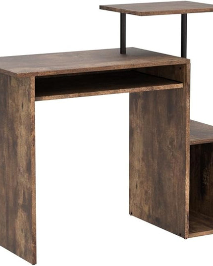Acme Lyphre Wooden Top Computer Desk in Weathered Oak and Black - LeafyLoom