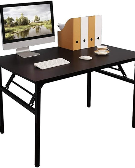 Folding Desk, 39 inch No Assembly Folding Desks for Small Spaces, Sturdy Foldable Computer Desk, Functional Home Office Desks, Study Writing Desk Office Table Workstation for Home Office Outdoor - LeafyLoom