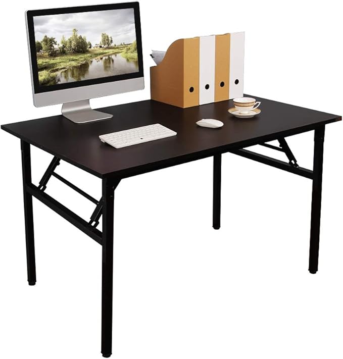 Folding Desk, 39 inch No Assembly Folding Desks for Small Spaces, Sturdy Foldable Computer Desk, Functional Home Office Desks, Study Writing Desk Office Table Workstation for Home Office Outdoor - LeafyLoom