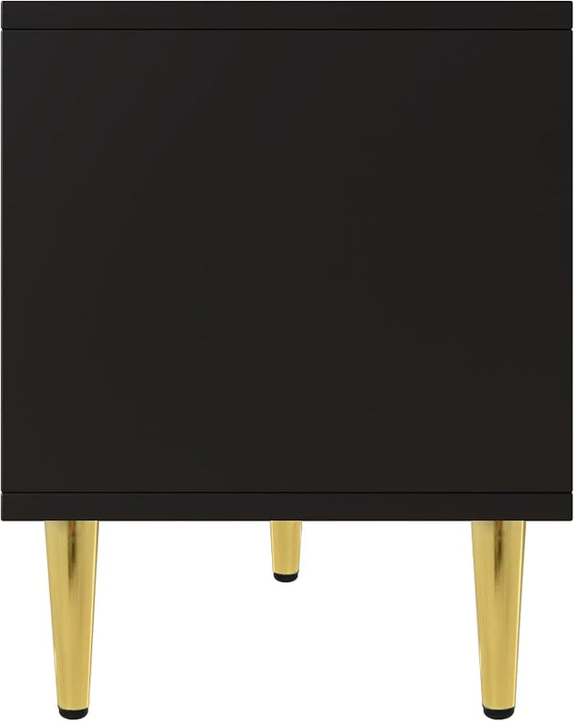 67 Inch TV Stand, Modern Television Stands with 2 Drawers and 2 Cabinets, Stylish Entertainment Center with 5 Champagne Legs for Living Room and Bedroom, Black - LeafyLoom